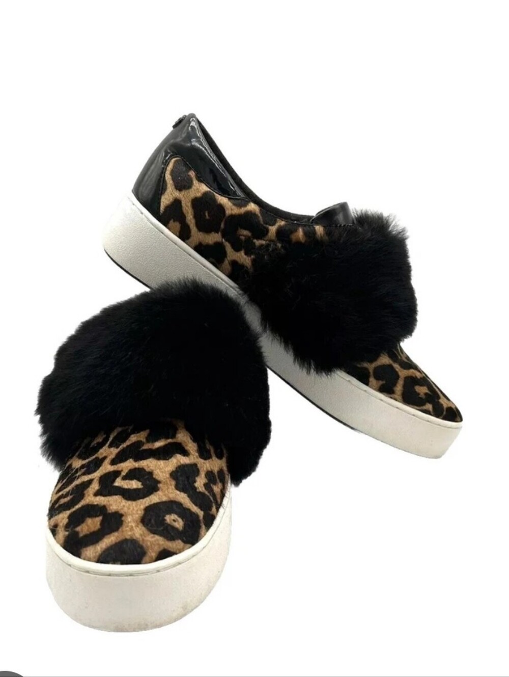 Michael Kors cheetah print platform sneakers with faux fur Sz 9M/40